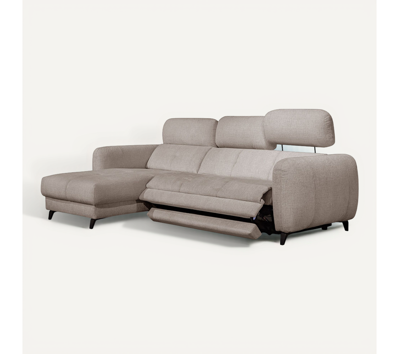 Sven Canapé D'angle Gauche 3 Pl, Relax Xl, Appuis-tête Réglables ; Beige