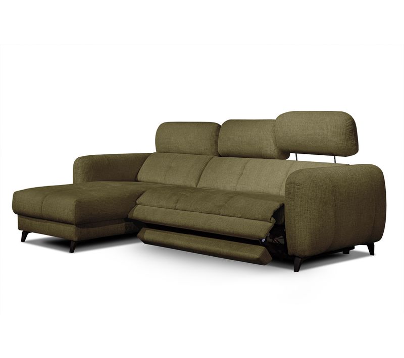 Sven Canapé D'angle Gauche 3 Pl, Relax Xl, Têtières Réglables ; Vert Olive