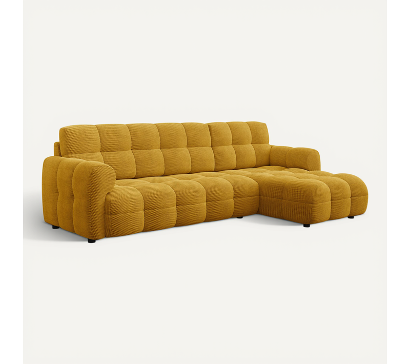 Canapé D'angle Droit 4 Places Mellow, Tissu Jaune