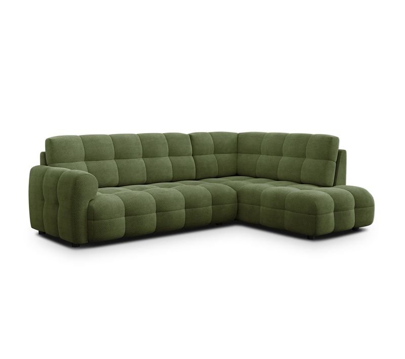 Canapé D'angle Droit 5 Places Mellow, Tissu Vert