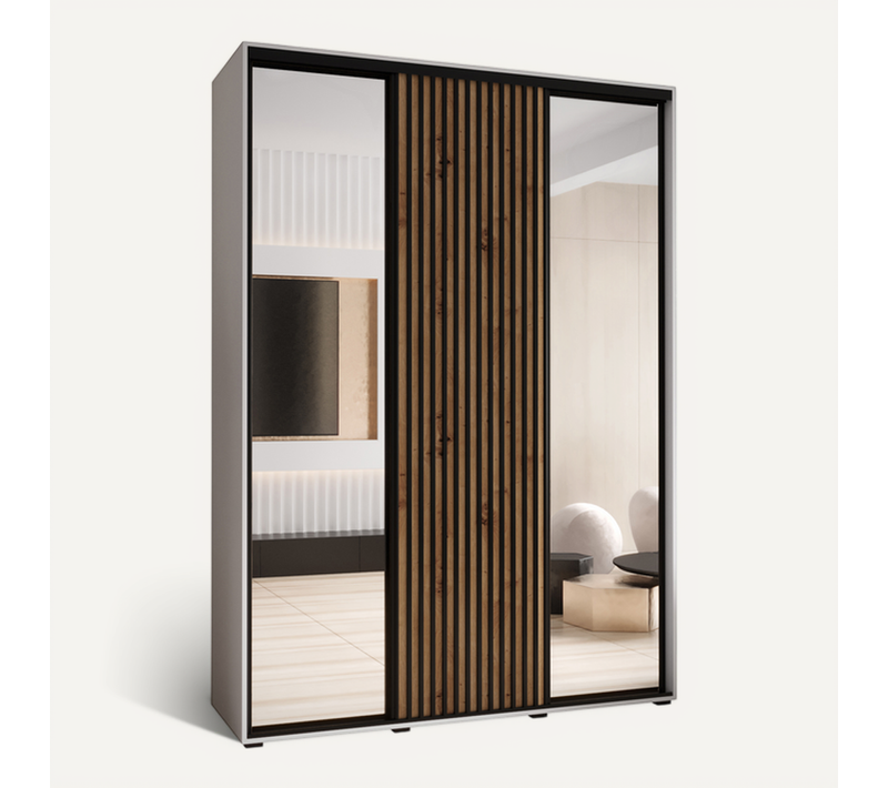 Armoire Sapporo 2 à Portes Coulissantes 205,2/170/45 3 Portes (blanc/artisan)