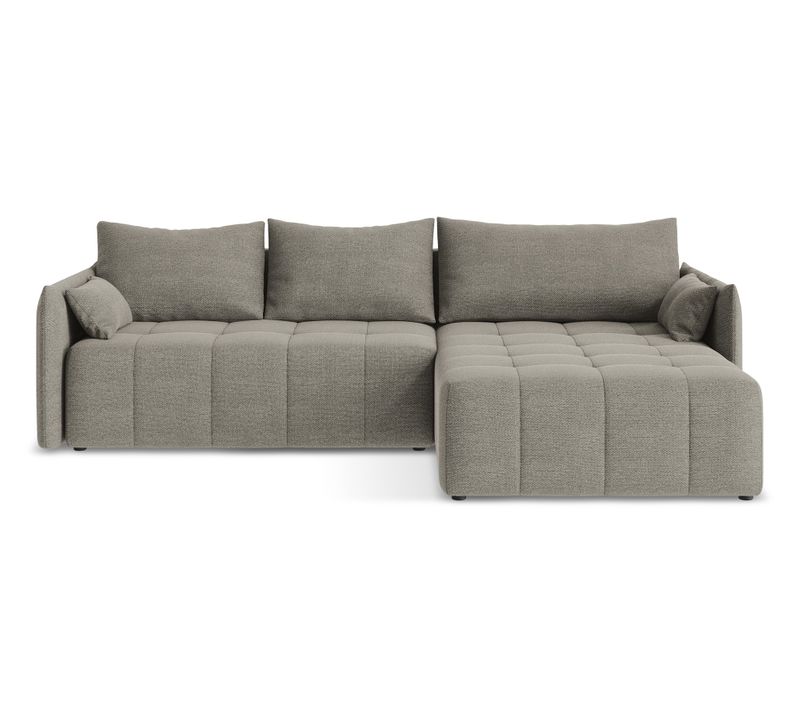 Canapé D'angle Droit Convertible Moku En Tissu Bouclette Gris