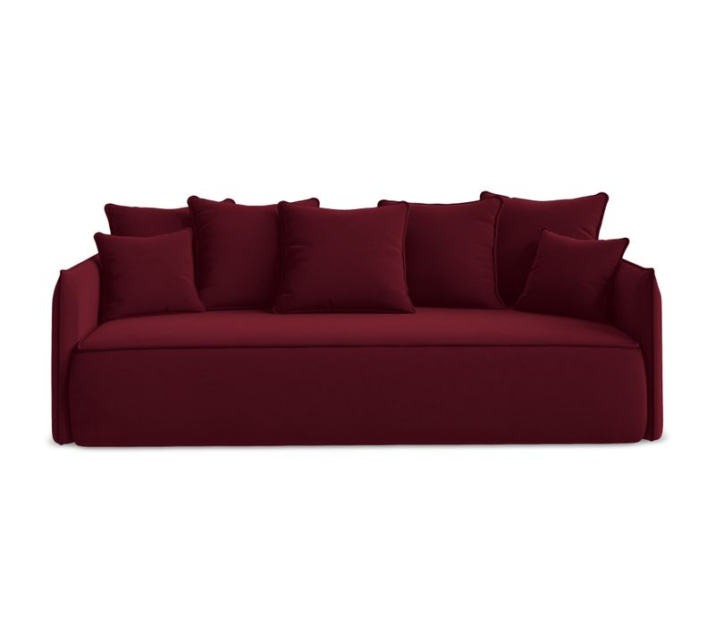 Canapé 3 Places Convertible Hula En Velours Bourgogne