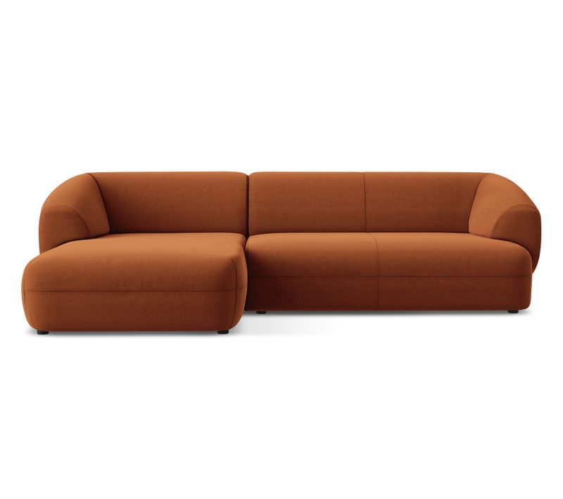 Canapé D'angle 3 Places Modulaire Gauche Moana En Velours Terre Cuite