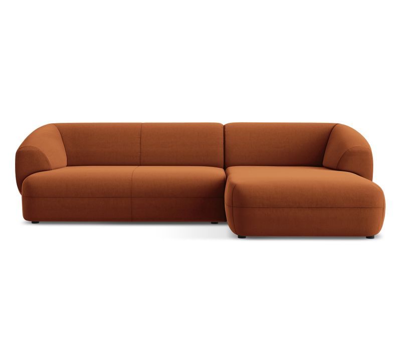 Canapé D'angle 3 Places Modulaire Droit Moana En Velours Terre Cuite