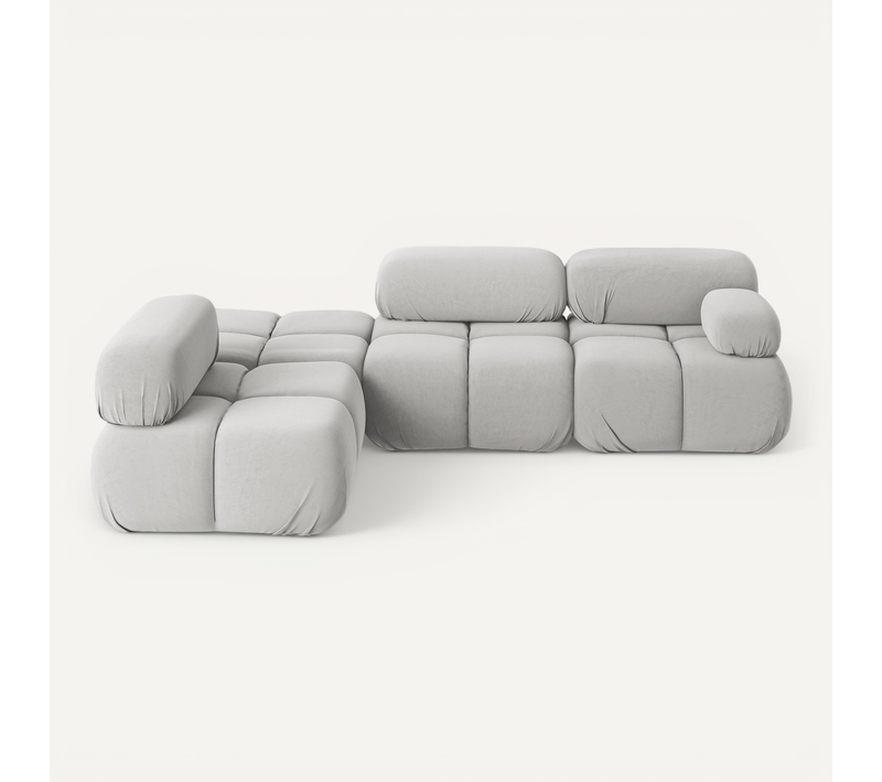 Canapé D'angle Modulaire Gauche Lokua En Samt Argent