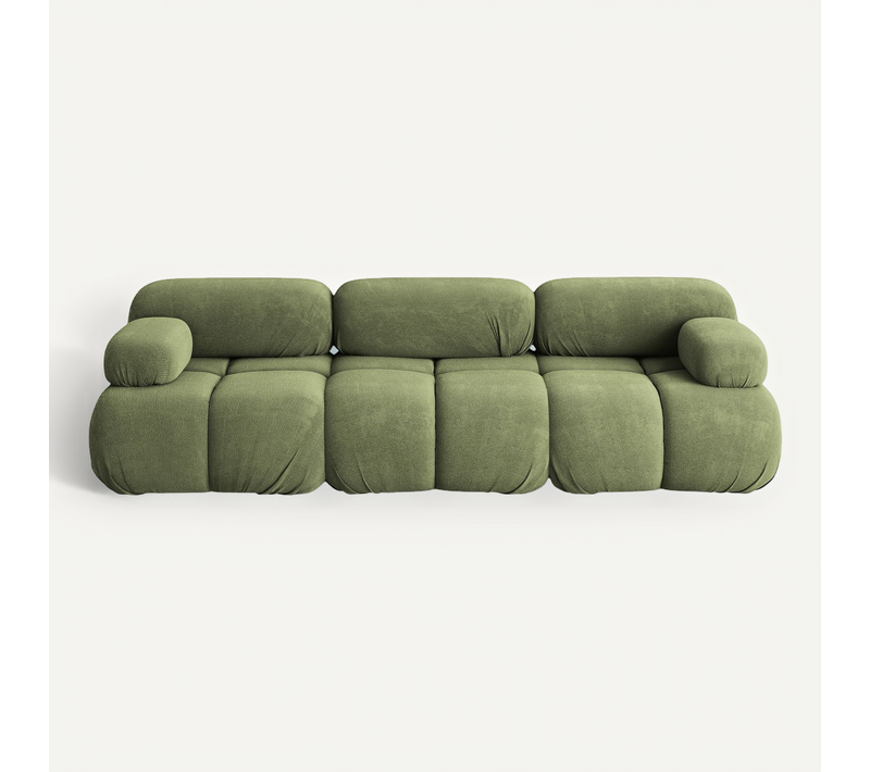 Canapé Modulable 3 Places Lokua En Chenille Vert