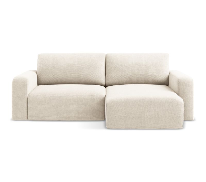 Canapé D’angle 3 Places Droit Convertible Kona En Chenille Beige Clair