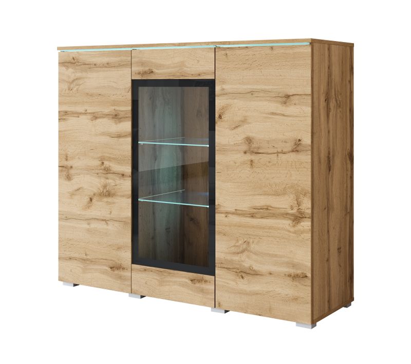 Vitrine, Vaisselier Veve 120 Cm En Chêne Wotan