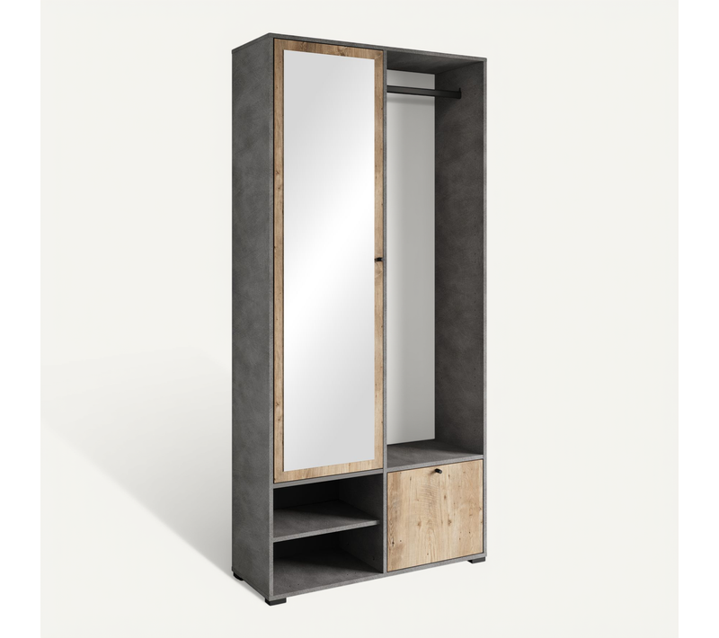 Ensemble Vestiaire Dafni Avec Miroir 90x190x33, Matera/ Châtaigne Wroclaw