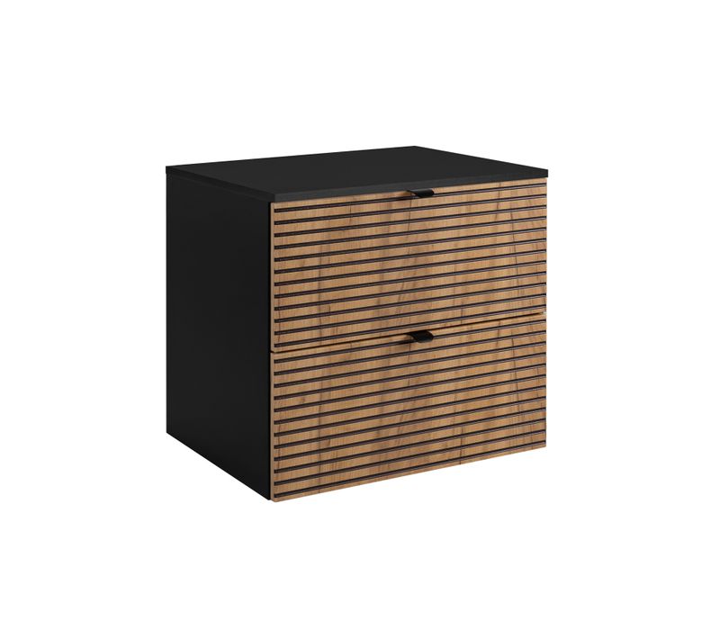 Meuble Sous Vasque à Suspendre Avec Le Plan Aura Loft 60 Cm Couleur Noir Et Chêne