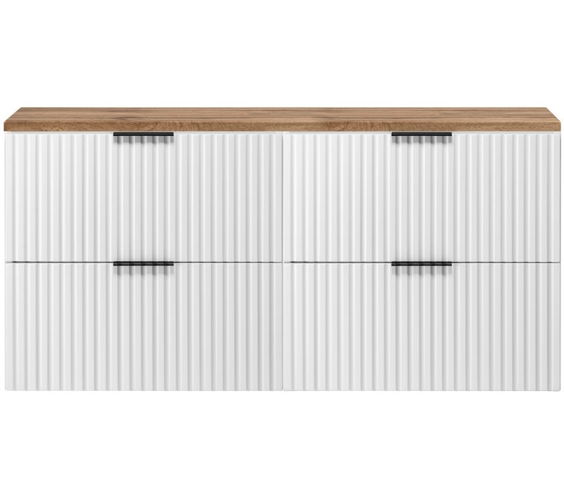 Meuble Sous Vasque à Suspendre Flow Blanc Avec Le Plan Chêne Wotan 120 Cm