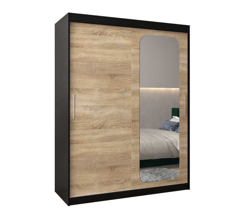 Armoire Promo T2 à Portes Coulissantes 200/150/62 2 Portes (noir/sonoma)