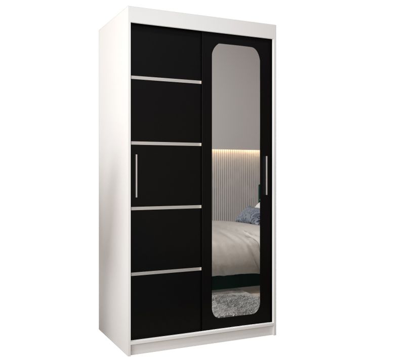Armoire Promo V2 à Portes Coulissantes 200/100/62 2 Portes (blanc/noir)