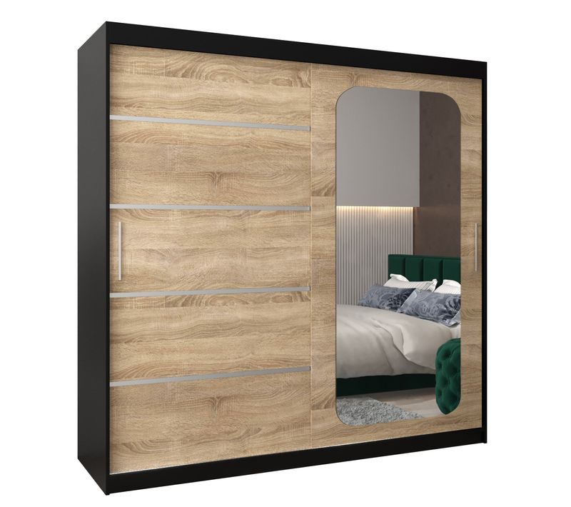 Armoire Promo V2 à Portes Coulissantes 200/200/62 2 Portes (noir/sonoma)