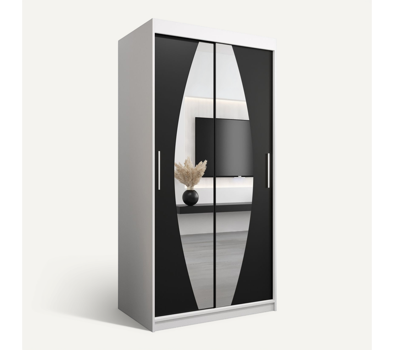 Armoire Elypse à Portes Coulissantes 200/100/62 2 Portes (blanc/noir)