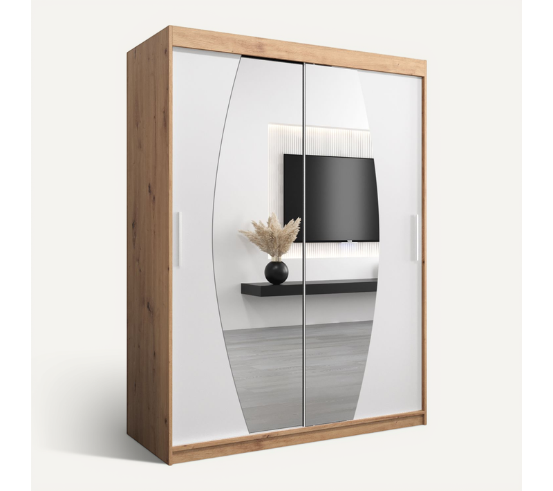 Armoire Elypse à Portes Coulissantes 200/150/62 2 Portes (artisan/blanc)
