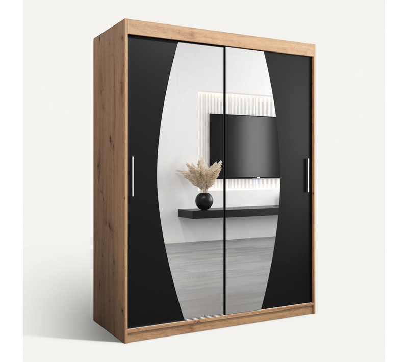 Armoire Elypse à Portes Coulissantes 200/150/62 2 Portes (artisan/noir)