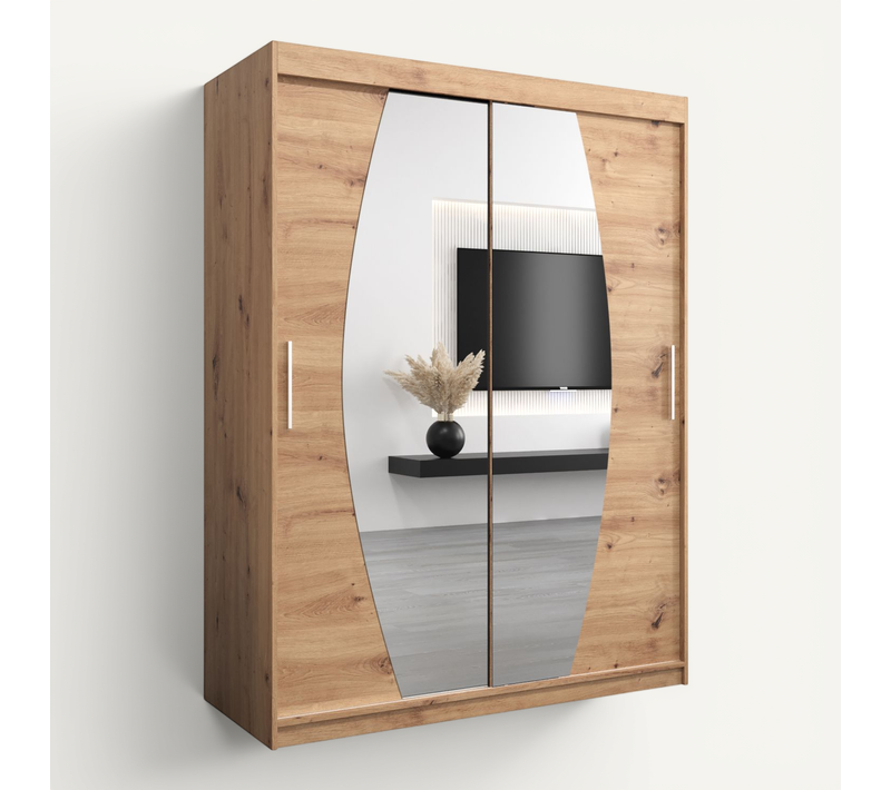 Armoire Elypse à Portes Coulissantes 200/150/62 2 Portes (blanc/artisan)