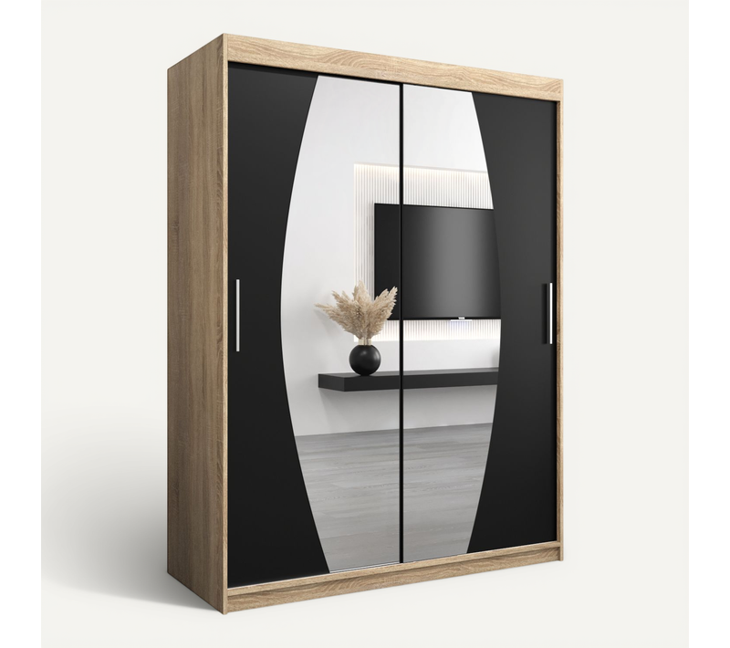 Armoire Elypse à Portes Coulissantes 200/150/62 2 Portes (sonoma/noir)