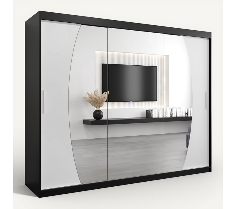 Armoire Elypse à Portes Coulissantes 200/250/62 3 Portes (noir/blanc)