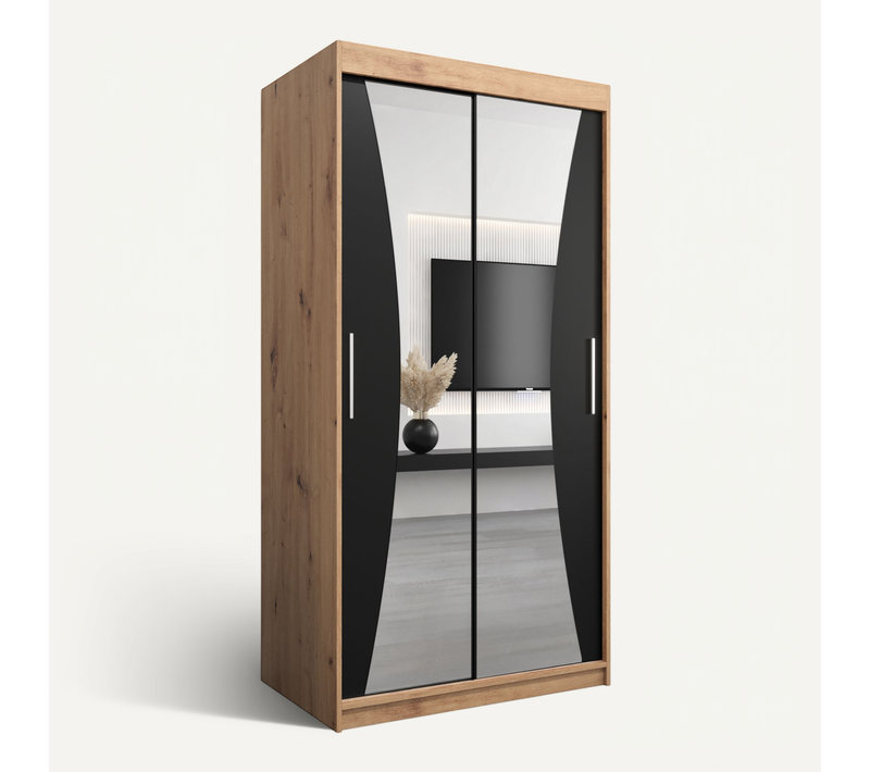 Armoire Monaco à Portes Coulissantes 200/100/62 2 Portes (artisan/noir)
