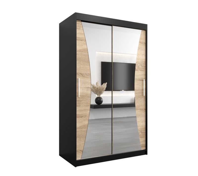 Armoire Monaco à Portes Coulissantes 200/120/62 2 Portes (noir/sonoma)