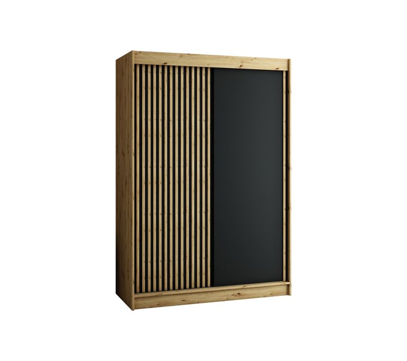 Armoire Lamelo à Portes Coulissantes 200/150/62 2 Portes (artisan/noir)