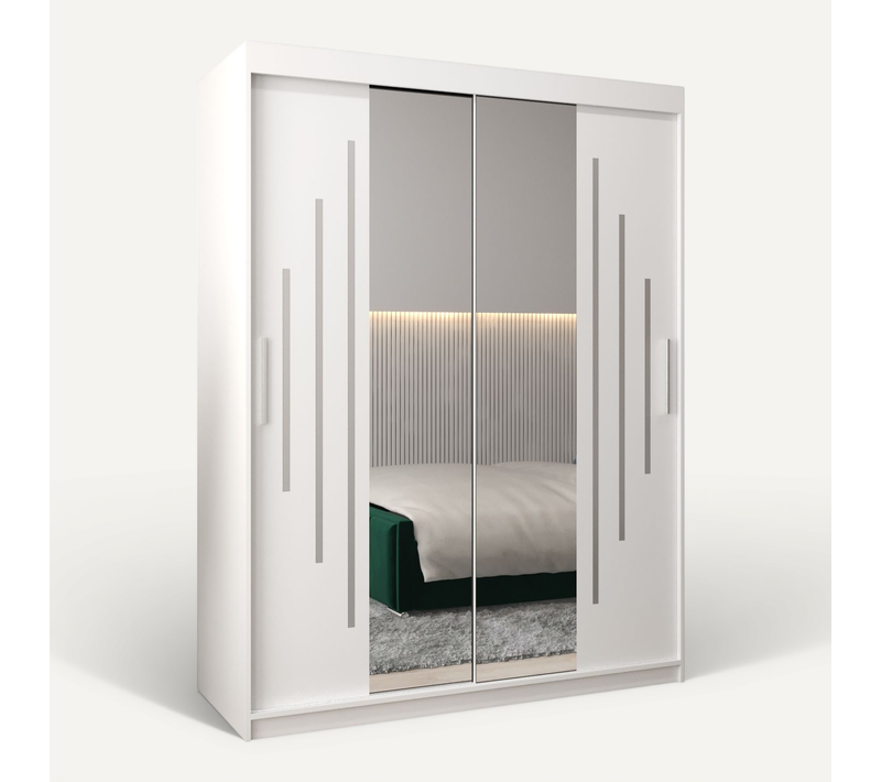 Armoire Verona 1 à Portes Coulissantes 200/150/62 2 Portes (blanc/blanc)