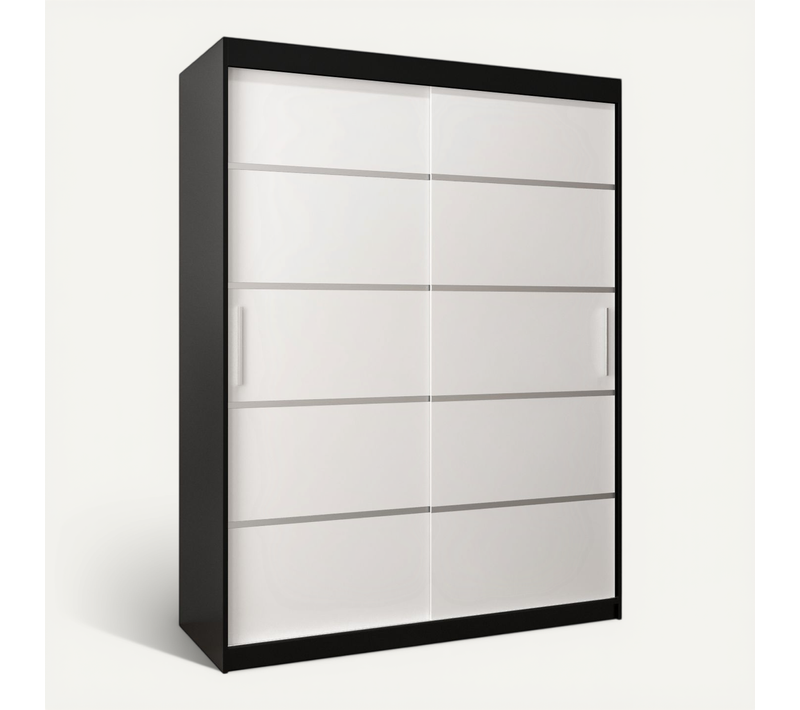 Armoire Verona 1 à Portes Coulissantes 200/150/62 2 Portes (noir/blanc)
