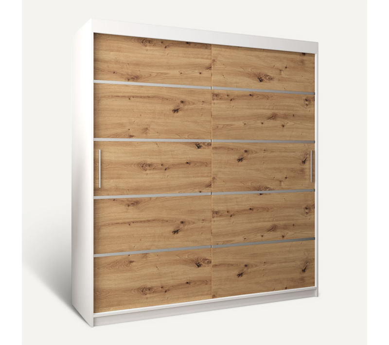 Armoire Verona 1 à Portes Coulissantes 200/180/62 2 Portes (blanc/artisan)