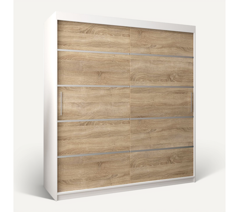 Armoire Verona 1 à Portes Coulissantes 200/180/62 2 Portes (blanc/sonoma)
