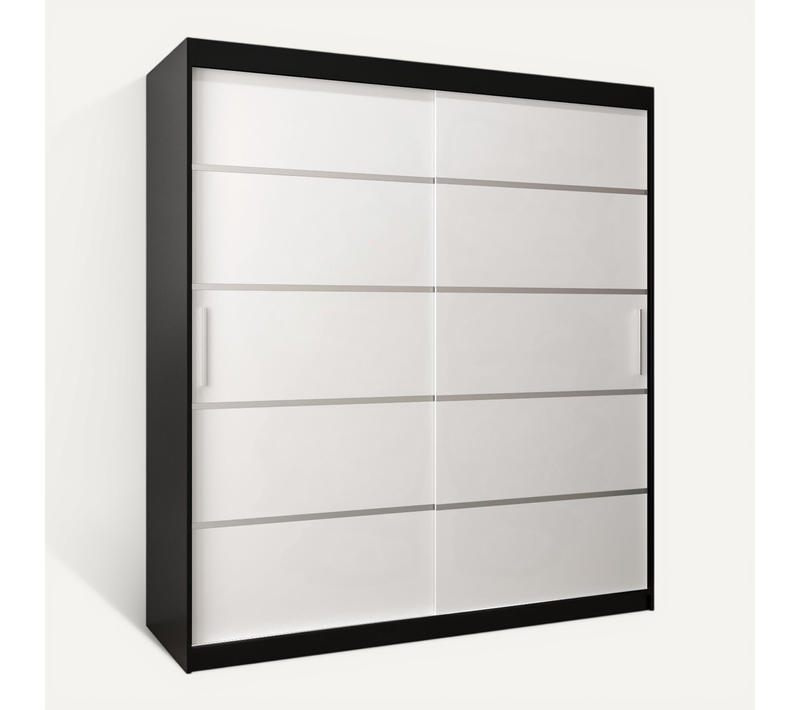 Armoire Verona 1 à Portes Coulissantes 200/180/62 2 Portes (noir/blanc)