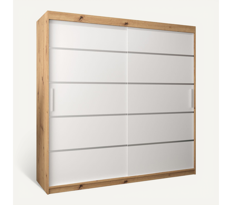 Armoire Verona 1 à Portes Coulissantes 200/200/62 2 Portes (artisan/blanc)