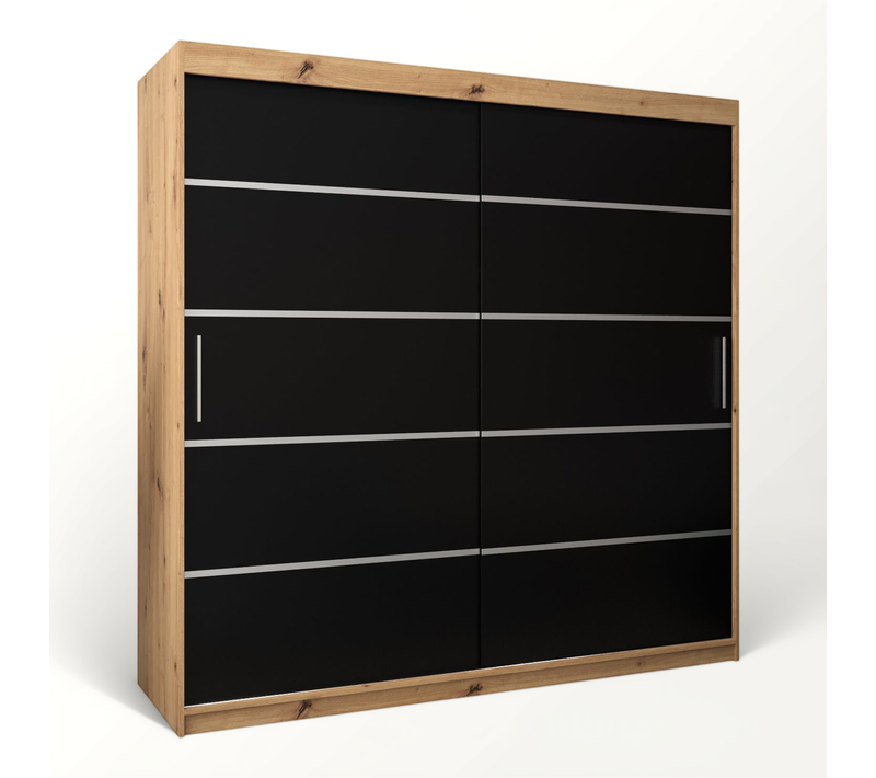 Armoire Verona 1 à Portes Coulissantes 200/200/62 2 Portes (artisan/noir)