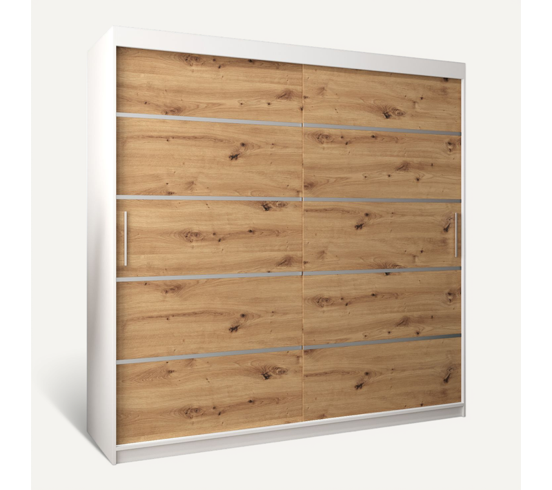 Armoire Verona 1 à Portes Coulissantes 200/200/62 2 Portes (blanc/artisan)