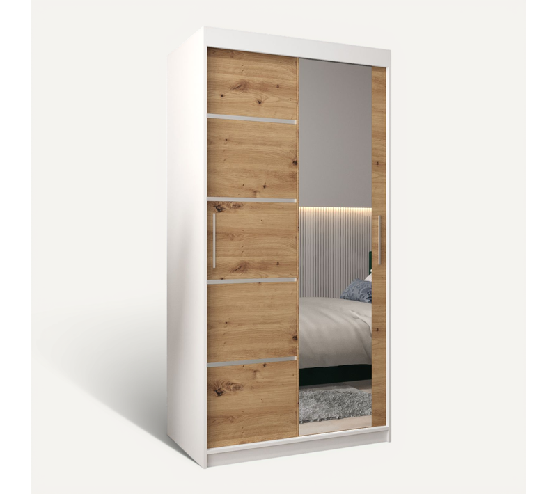 Armoire Verona 2 à Portes Coulissantes 200/100/62 2 Portes (blanc/artisan)