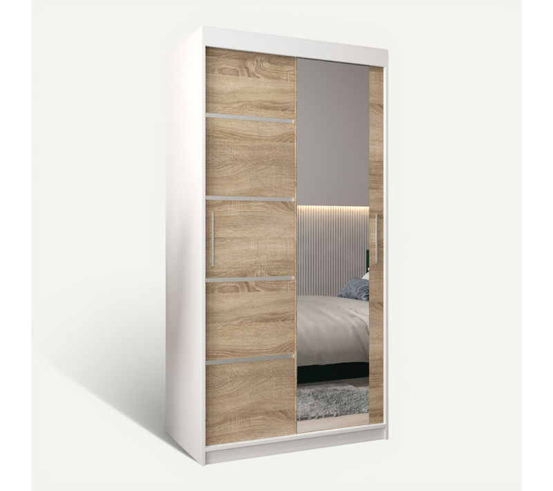 Armoire Verona 2 à Portes Coulissantes 200/100/62 2 Portes (blanc/sonoma)