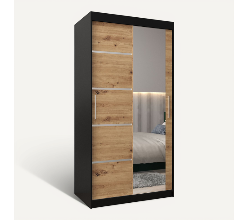 Armoire Verona 2 à Portes Coulissantes 200/100/62 2 Portes (noir/artisan)