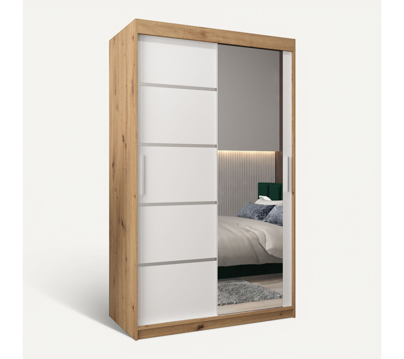 Armoire Verona 2 à Portes Coulissantes 200/120/62 2 Portes (artisan/blanc)