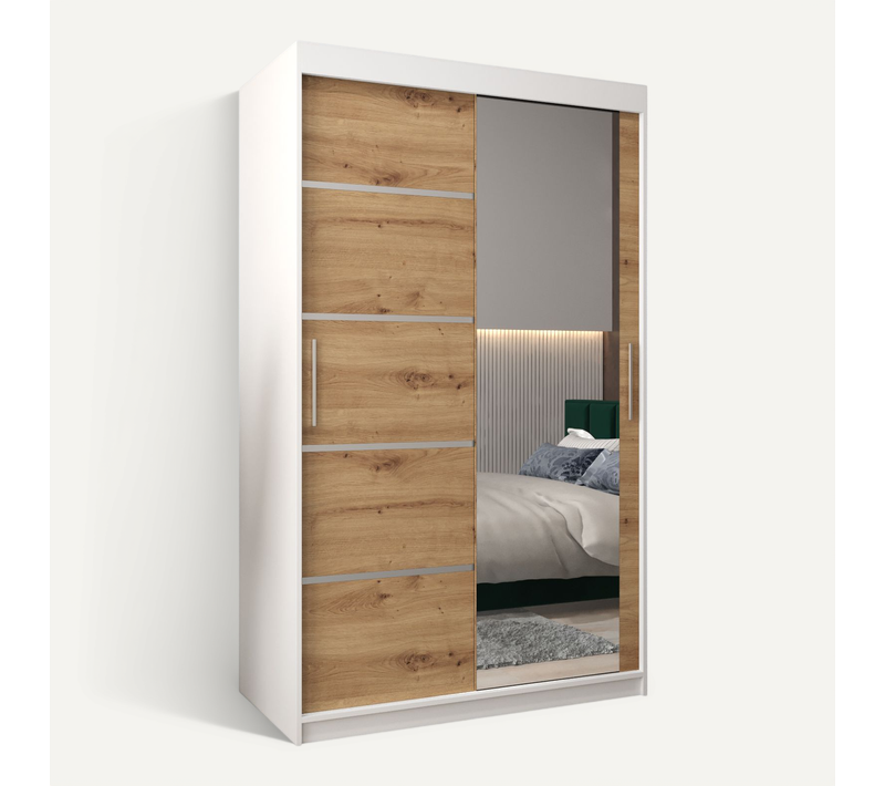 Armoire Verona 2 à Portes Coulissantes 200/120/62 2 Portes (blanc/artisan)