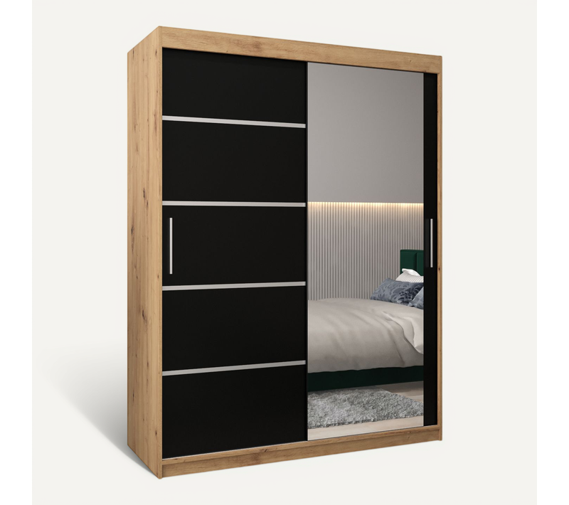 Armoire Verona 2 à Portes Coulissantes 200/150/62 2 Portes (artisan/noir)