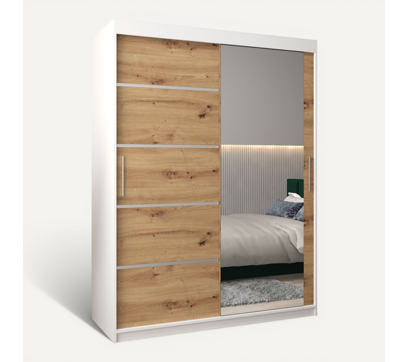 Armoire Verona 2 à Portes Coulissantes 200/150/62 2 Portes (blanc/artisan)