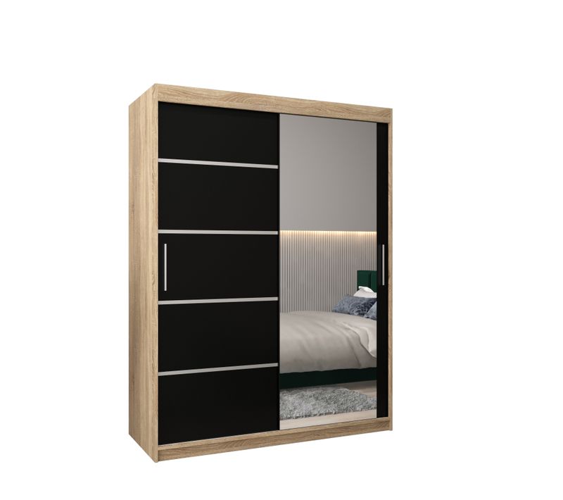 Armoire Verona 2 à Portes Coulissantes 200/150/62 2 Portes (sonoma/noir)