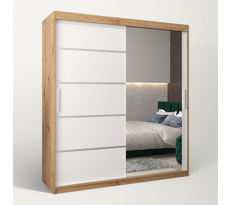 Armoire Verona 2 à Portes Coulissantes 200/180/62 2 Portes (artisan/blanc)