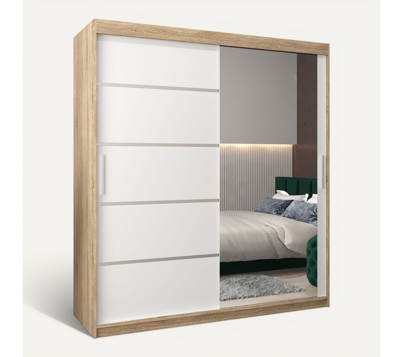 Armoire Verona 2 à Portes Coulissantes 200/180/62 2 Portes (sonoma/blanc)