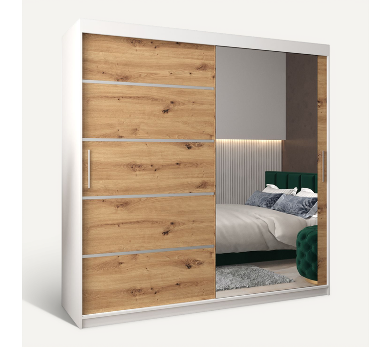 Armoire Verona 2 à Portes Coulissantes 200/200/62 2 Portes (blanc/artisan)