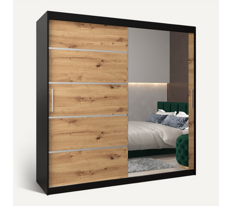Armoire Verona 2 à Portes Coulissantes 200/200/62 2 Portes (noir/artisan)