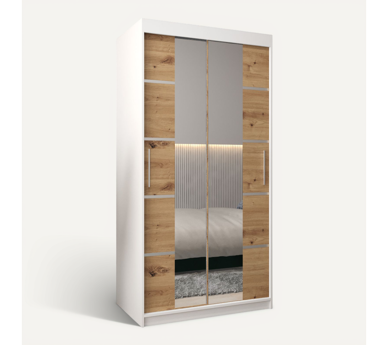 Armoire Verona 4 à Portes Coulissantes 200/100/62 2 Portes (blanc/artisan)
