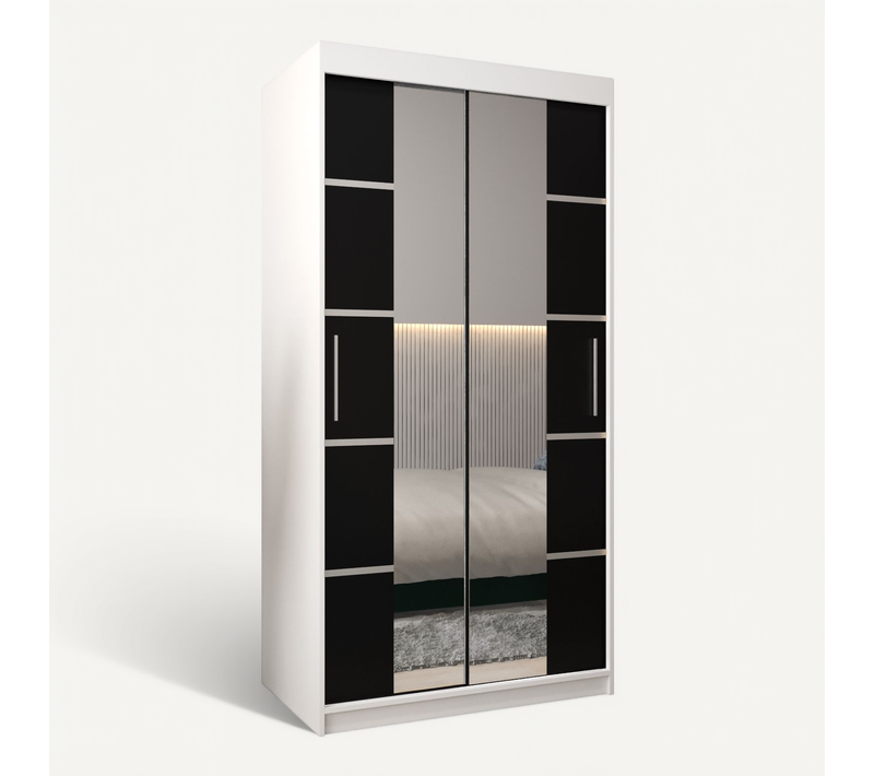 Armoire Verona 4 à Portes Coulissantes 200/100/62 2 Portes (blanc/noir)